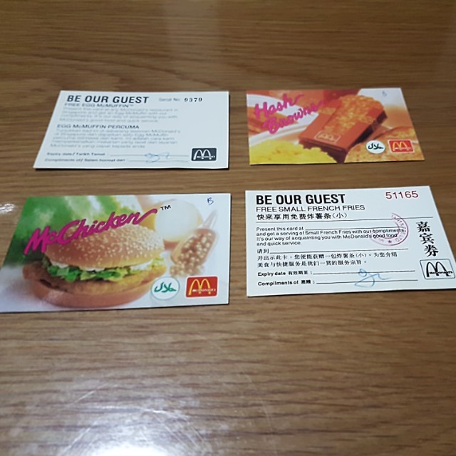 Vintage Mc Donalds food coupon, Tickets & Vouchers, Vouchers ...