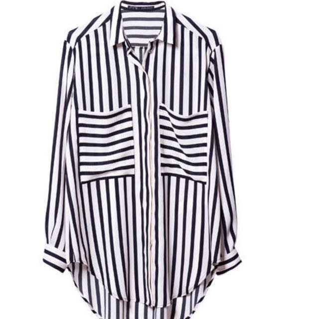 ZARA basic striped shirt with pocket 