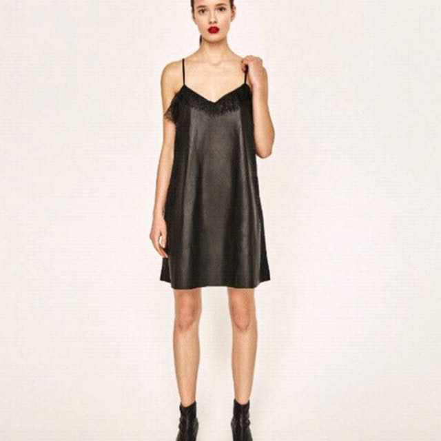 zara black slip dress