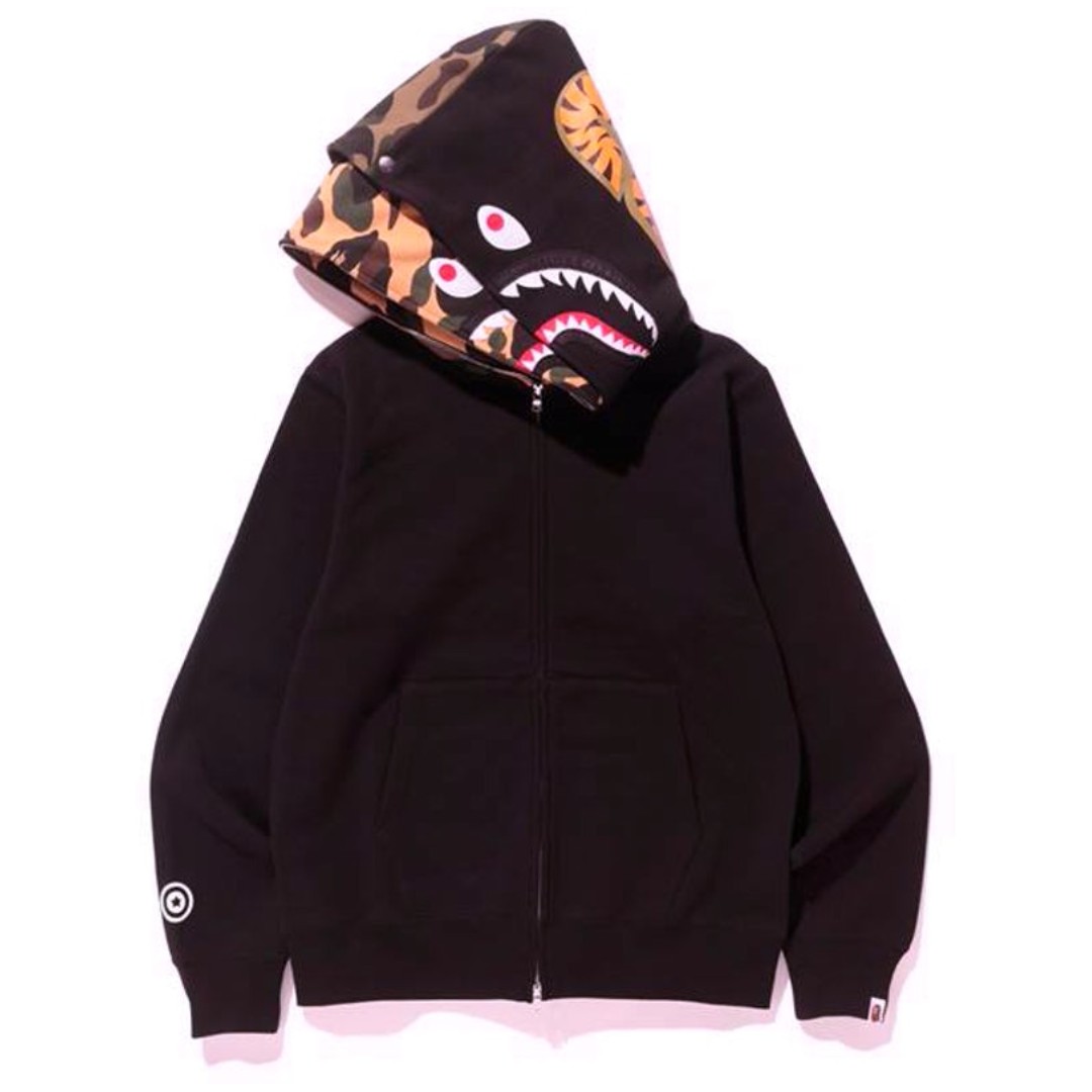 BAPE Double Hoodie Shark Full Zip Hoodie, Men's Fashion, Clothes on ...