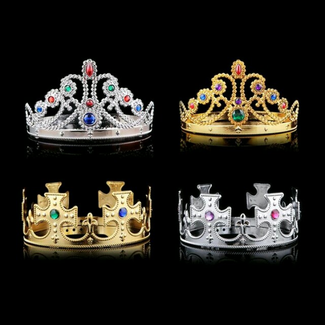 Children Kids King Queen Princess Tiara Crystal Crown Hairband