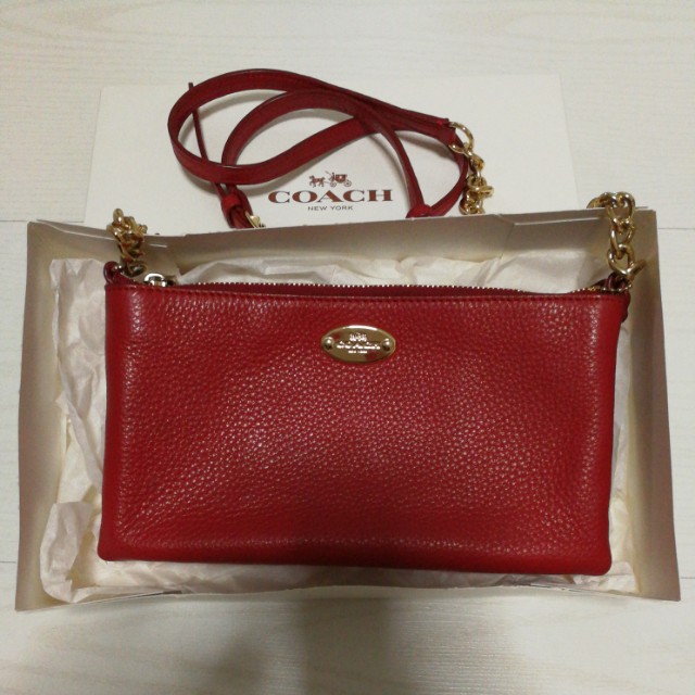 Coach red sling bag shop
