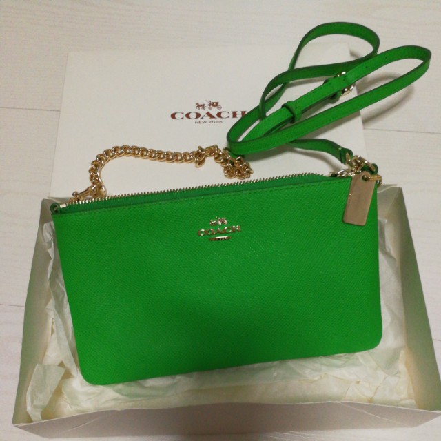 coach green sling bag