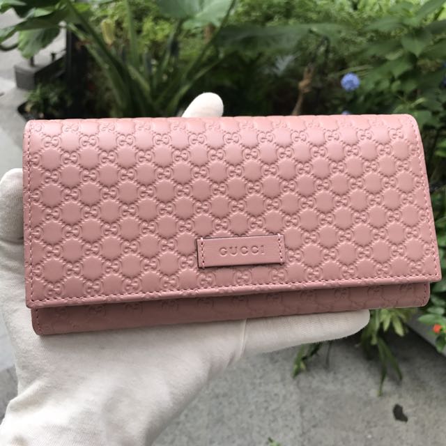 GUCCI Pink Leather Long Wallet 💯% AUTHENTIC+BRAND NEW! #449396, Luxury,  Bags \u0026 Wallets on Carousell