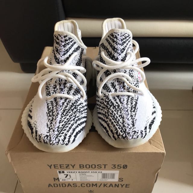US7.5 UA Yeezy Boost 350 V2 Zebra Men s Fashion Footwear Sneakers on Carousell