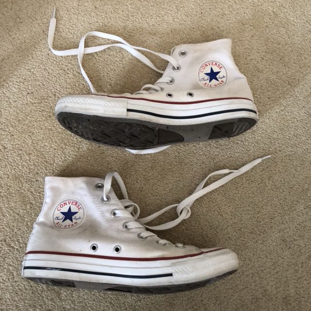 womens white converse high tops size 8