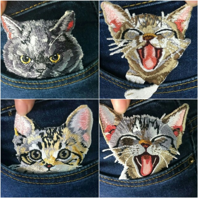 1pc cat patches for clothing iron embroidered patch applique iron on