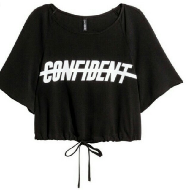Black H M Confident Crop Top Women S Fashion Clothes Tops On Carousell