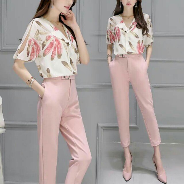 Formal Dress Terno Soft Pink (Category: Dresses) located in Quezon City. Submitted by danaia (Listing ID 145610685, Image 3). Description: 💋Terno 💫Free size fits up to Semi L 💫1 Color 💫Top-Chiffon, Pants-Spandex #ternoset #pink #softcloth #officewear #officeattire #fashiontrends #fashionista #fashion #floraldress #softpants.