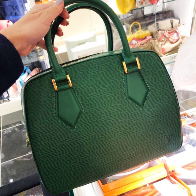 In Japan: Authentic Louis Vuitton Epi Green Leather Sablons Bag