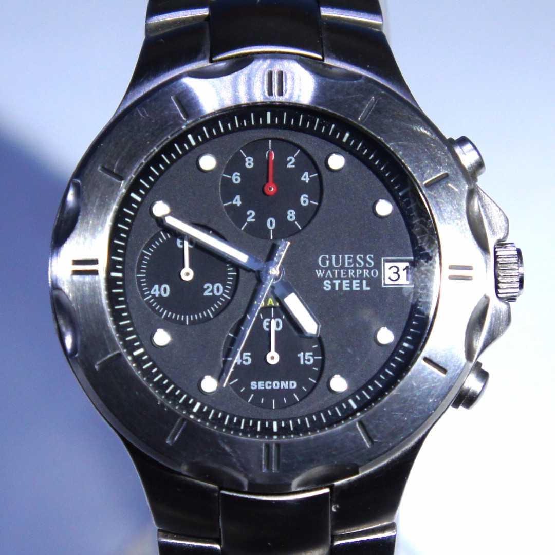 SALE! Original GUESS WaterPro Steel 100M Stainless Steel Watch for Men, Men's Watches Accessories, Watches on Carousell