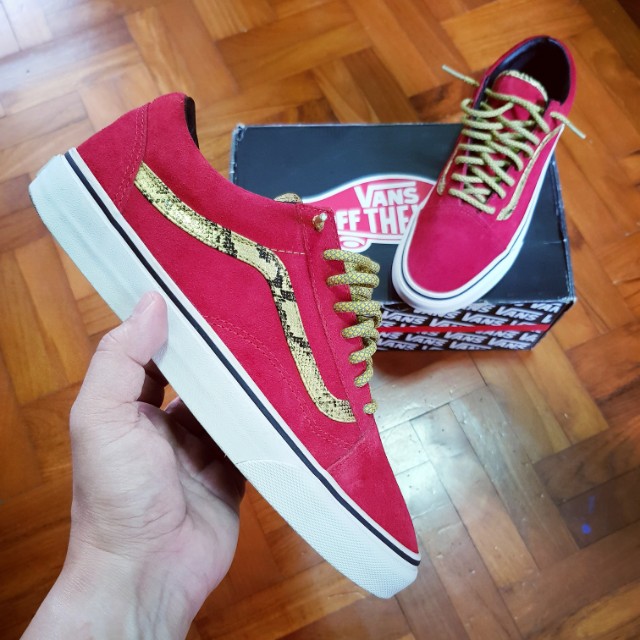 Red and clearance gold vans