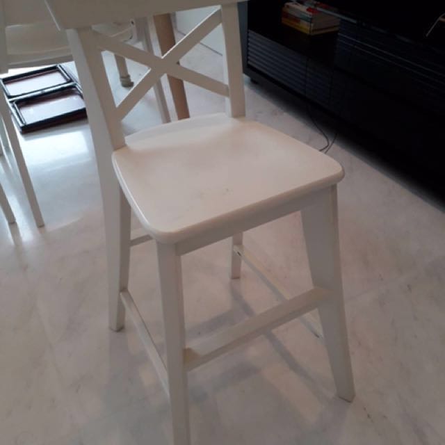 White Wooden High Chair 10 Sgd Only 5 Months Used Furniture Photo