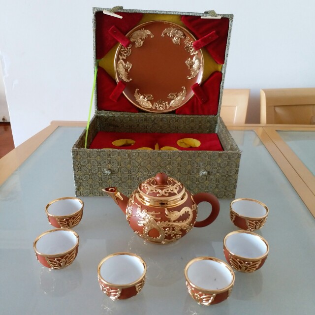 中國皇家藝術珍品一吉紋齋鍍金紫砂茶具套裝(傅傑)(請先自行上網了解吉 