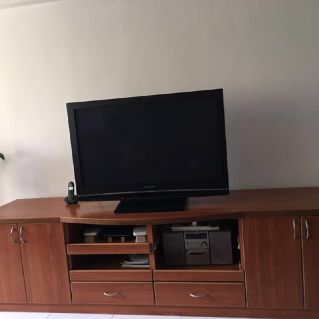 Built In Tv Console Cabinet Wood Ikea Furniture Shelves Drawers On Carousell