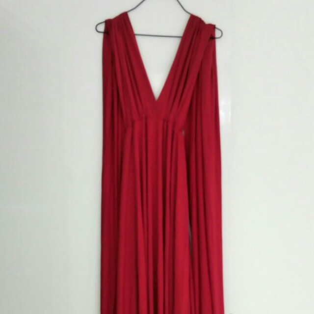 maroon colour maxi dress