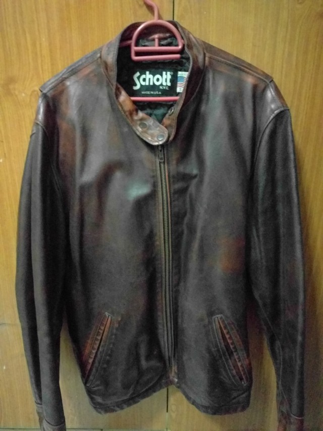 Schott N Y C Cafe Racer Leather Jacket Men S Fashion Clothes On Photo