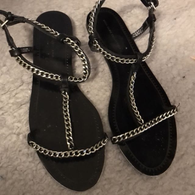 flat chain sandals zara