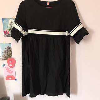 黑色棉麻洋裝