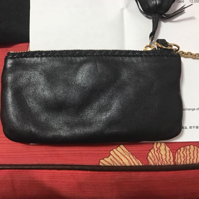 *出清*正品loewe黑色流苏羊皮钥匙零钱包