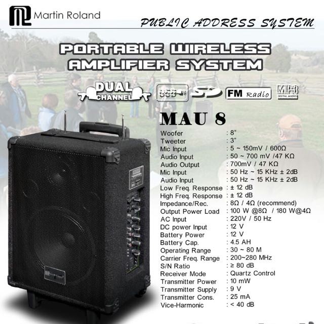 Martin Roland MAU 8 Portable Amplifier, Hobbies & Toys, Music & Media ...