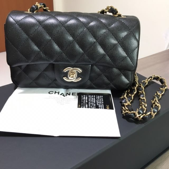 Chanel 17B Collection series 24 Black Caviar SHW Mini Rectangular Flap –  Globalluxcloset