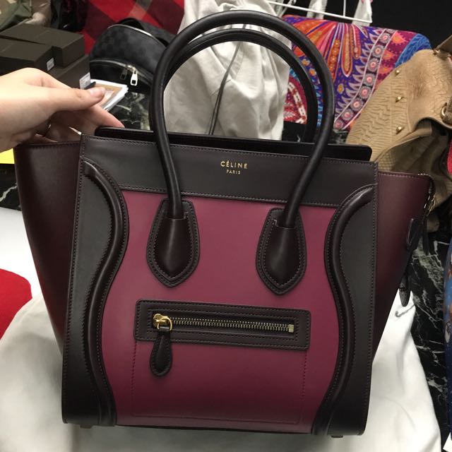 celine micro luggage burgundy