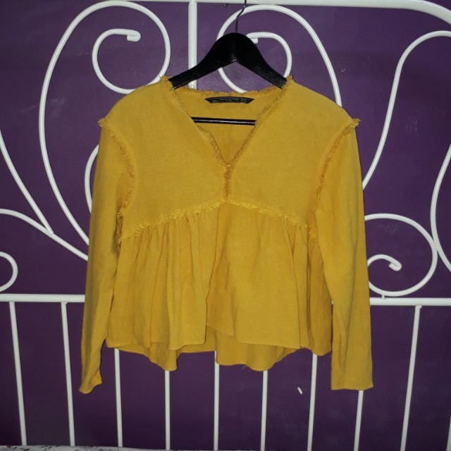 mustard blouse zara