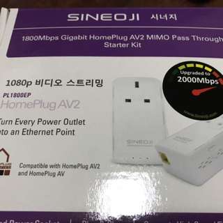 Sineoji PL1800EP 2000Mbps Gigabit HomePlug AV2 MIMO Pass Through Kit