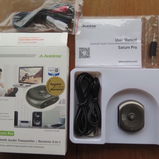 Avantree Saturn Wireless Bluetooth Receiver and Transmitter Featuring aptX  Codec