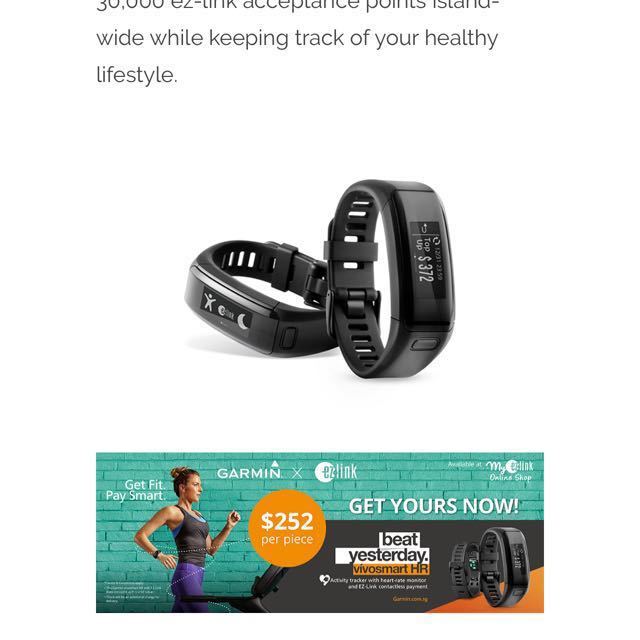 Garmin vivosmart ezlink shop