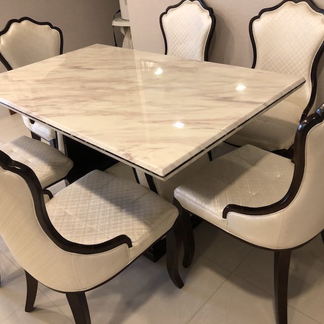 Preloved Marble Dining Table Chairs Furniture Tables Chairs On Carousell