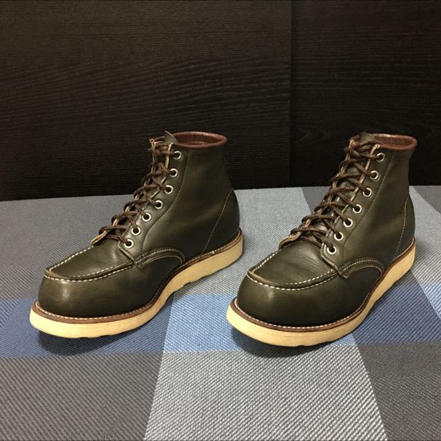 red wing moc toe green