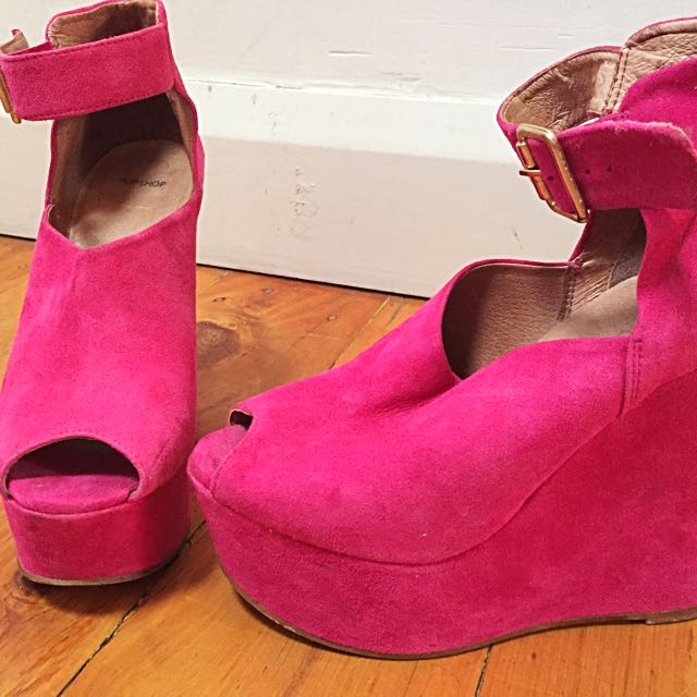 bright pink wedges