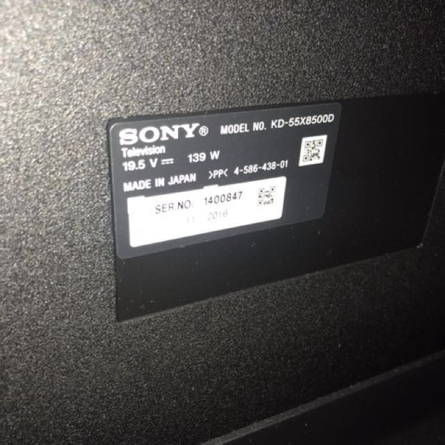 Sony 55” 4K 8500D Android TV made in Japan, 家庭電器, 電視 & 其他娛樂, 電視組件及配件
