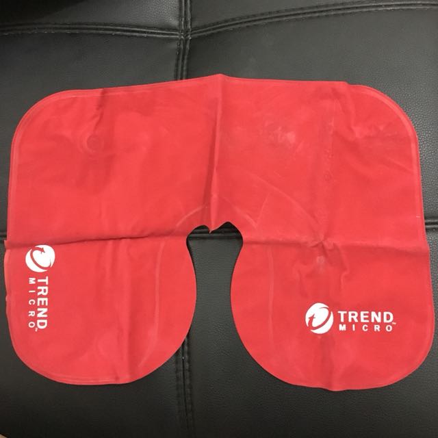 Trend Micro Red Inflatable Neck Travel Pillow (Category: Travel Essentials & Accessories) located in Makati City. Submitted by madamchi (Listing ID 146291288, Image 1). Description: Brandnew and unused.