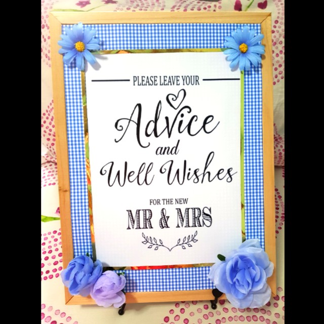 Wedding Sign Board Advice Well Wishes For The New Mr Mrs Design Craft Handmade Craft On Carousell