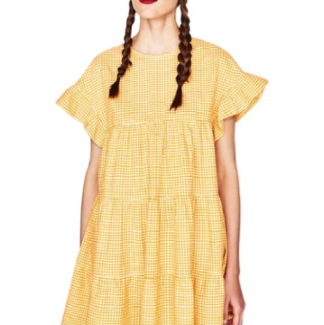 zara yellow plaid dress