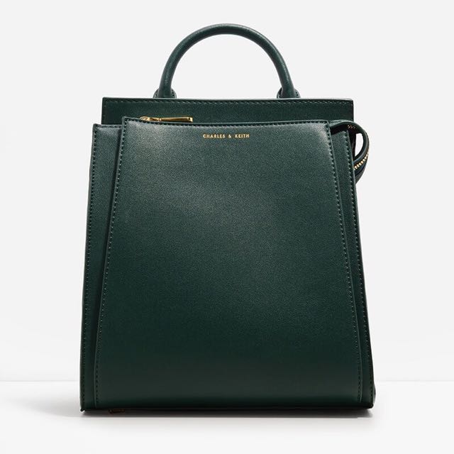 Charles And Keith Top Handle Backpack In Green Women S Fashion Bags Wallets On Carousell