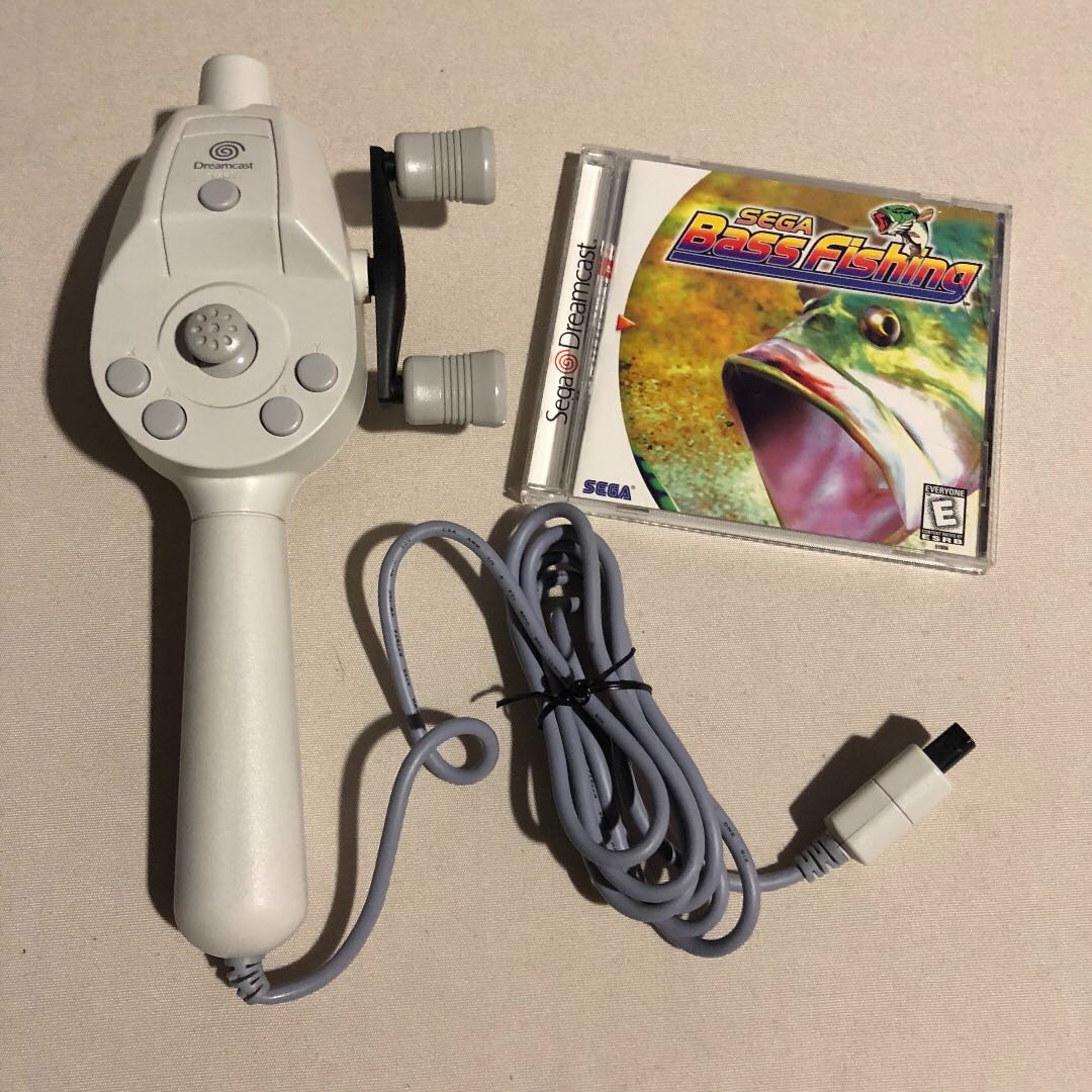 Dreamcast Fishing Controller and Sega Bass Fishing Game