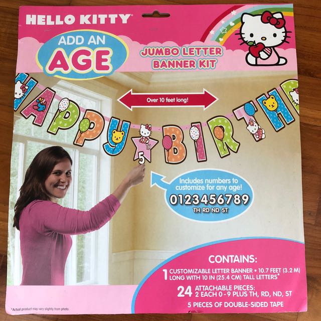 Hello Kitty Party Birthday Jumbo Letter Banner Kit Babies Kids