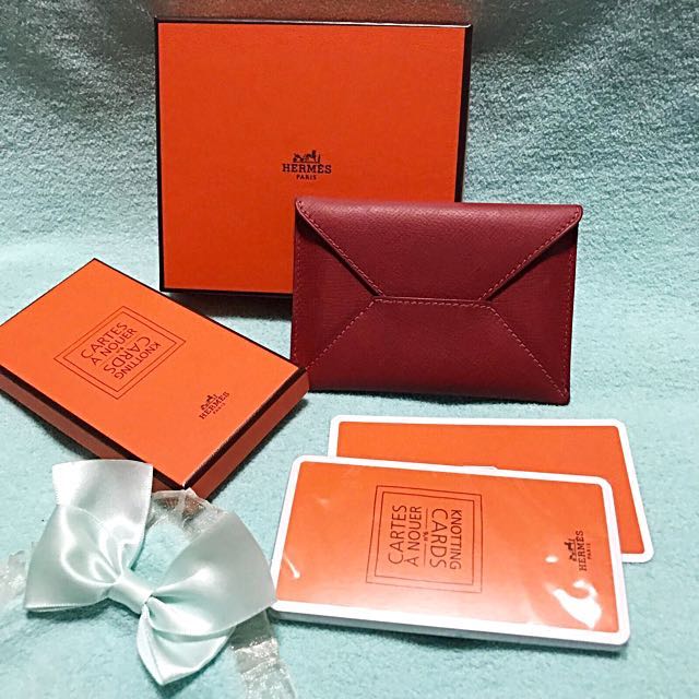 Hermes Rose Sakura Chèvre Mysore Envelope Card Case Holder - MAISON de LUXE