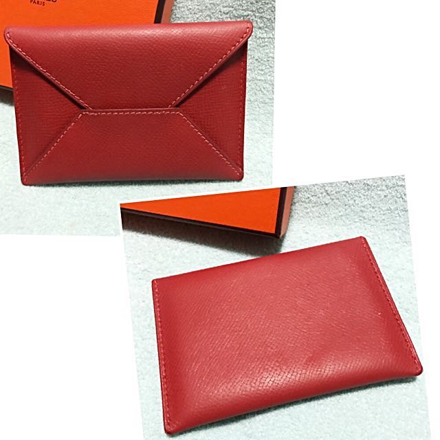 Hermes Rose Sakura Chèvre Mysore Envelope Card Case Holder - MAISON de LUXE