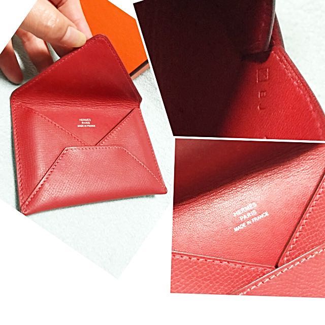 Hermes Rose Sakura Chèvre Mysore Envelope Card Case Holder - MAISON de LUXE