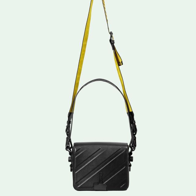 Off White Diag Binder Clip Bag