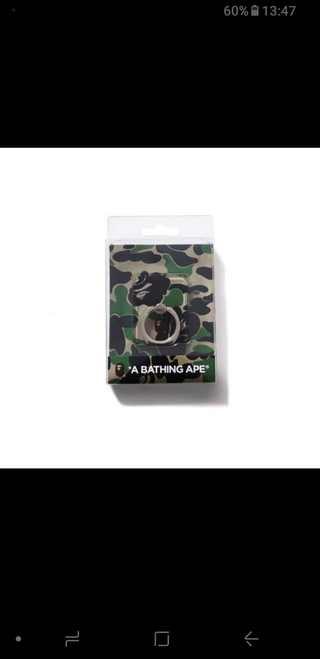 *A Bathing Ape (Category: Accessories) located in Singapore. Submitted by farhanaaliyy (Listing ID 146572221, Image 3). Description: Brand new in box *A Bathing Ape ring for smartphone. Bought in tokyo on december..