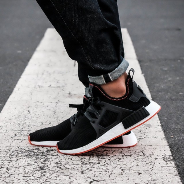 UK10 US10.5 Adidas NMD XR1 Black Solar Red sole