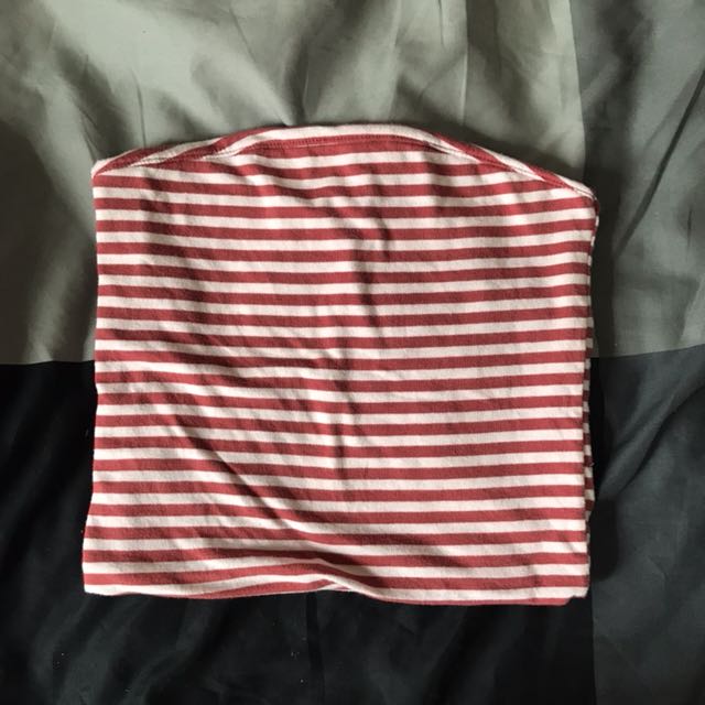 Brandy Melville Jenny Red White Striped Tube Top Women S