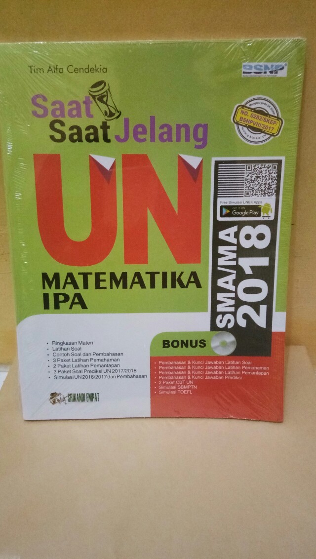 Buku Saat Saat Jelang Ssj Un Matematika Ipa Sma Ma 2018 Books