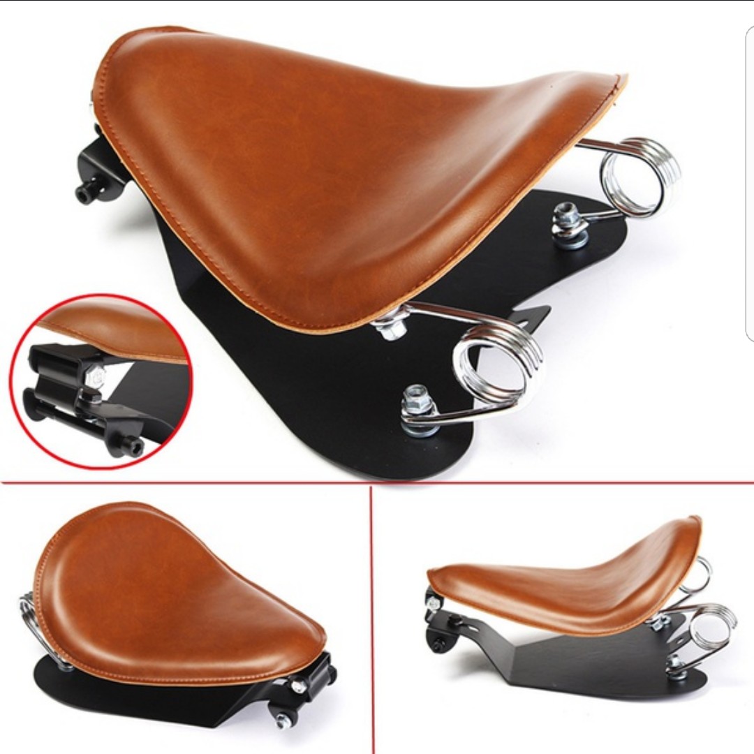 DIY Universal Solo Seat With Base Spring / Brown / For Harley Sportster